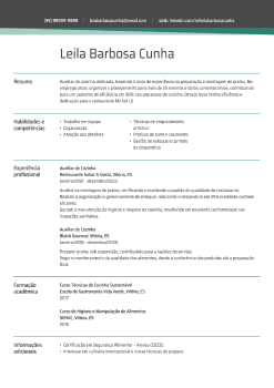Exemplo de currículo de auxiliar de cozinha